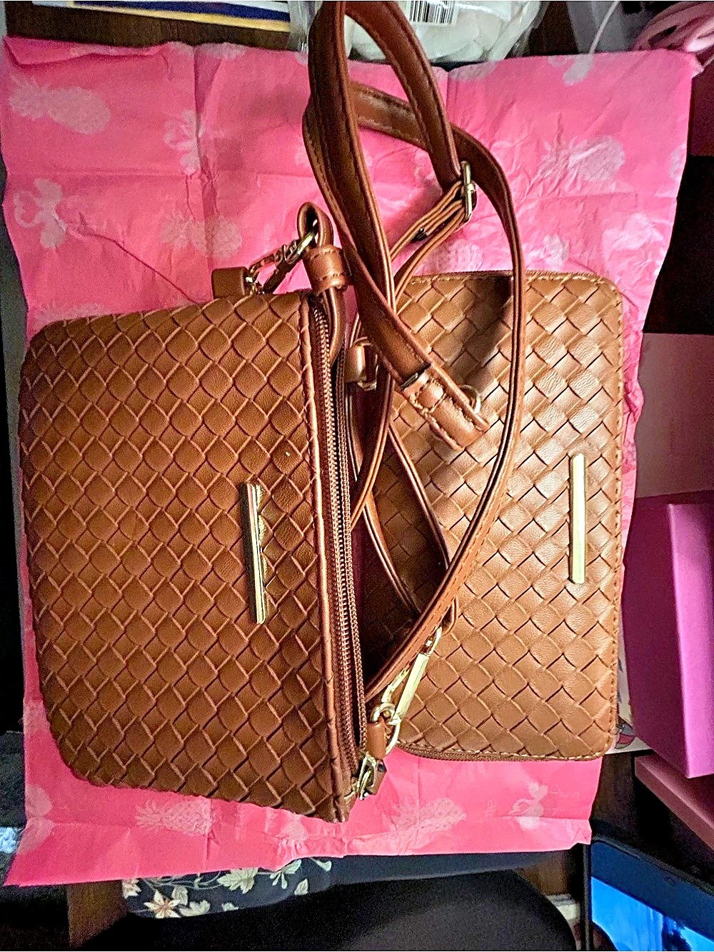 Woven Tote in Brown Like New